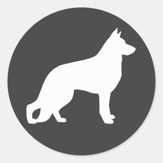 Witte Duitse Herdershond Silhouet Ronde Sticker (Voorkant)