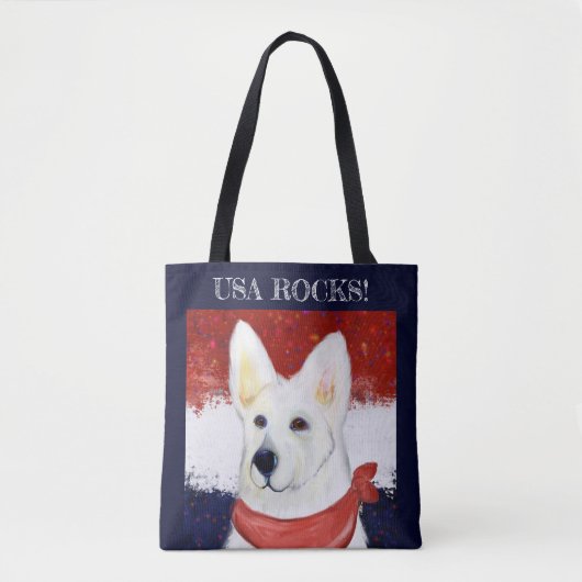 Witte Duitse Herdershond Tote Bag (Voorkant)