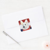 Witte Duitse Herdershond Vierkante Sticker (Envelop)
