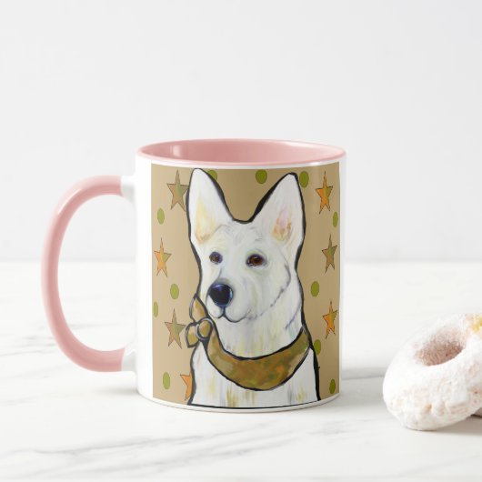 Witte Duitse Herdersoldaat Mok (Met donut)
