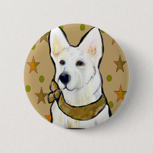 Witte Duitse Herdersoldaat Ronde Button 5,7 Cm