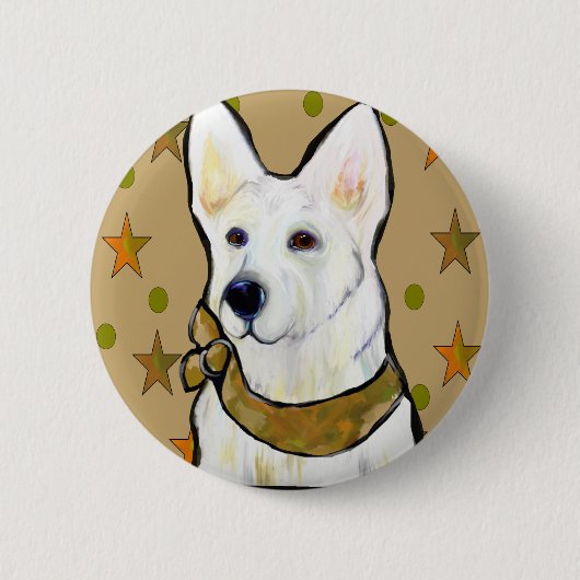 Witte Duitse Herdersoldaat Ronde Button 5,7 Cm (Voorkant)