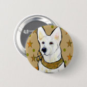 Witte Duitse Herdersoldaat Ronde Button 5,7 Cm (Voorkant /achterkant)