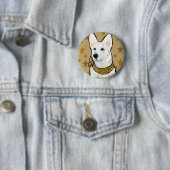 Witte Duitse Herdersoldaat Ronde Button 5,7 Cm (In situ)
