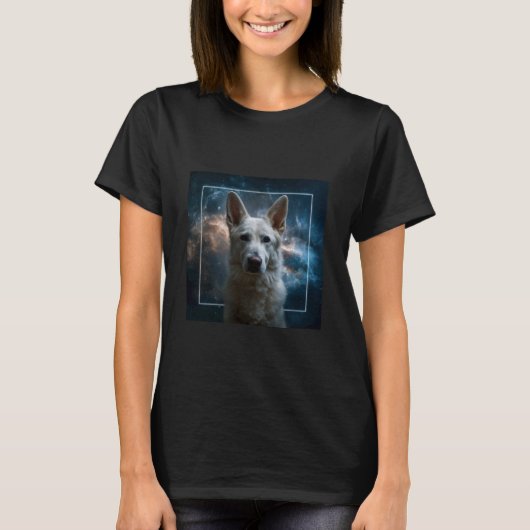 Witte Duitse Herdersruimte T-shirt (Voorkant)