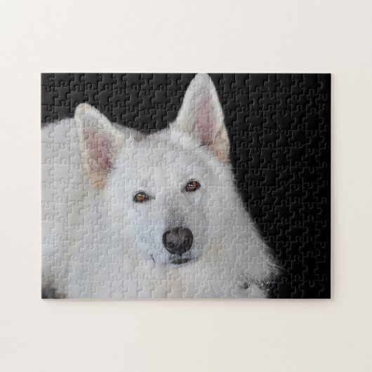 Witte Duitse Shepherd Jigsaws. Legpuzzel (Horizontaal)
