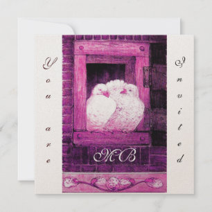 WITTE DUIVEN BIJ HET RAAM monogram champagne Kaart