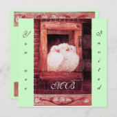 WITTE DUIVEN BIJ HET RAAM, monogram rood groen Kaart (Voorkant / Achterkant)