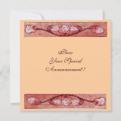 WITTE DUIVEN BIJ HET RAAM, monogram roze rood Kaart (Achterkant)