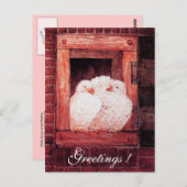 WITTE DUIVEN BIJ HET RAAM rood roze Briefkaart (Voorkant / Achterkant)