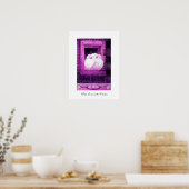 WITTE DUIVEN BIJ HET RAAM, roze paars violet Poster (Keuken)