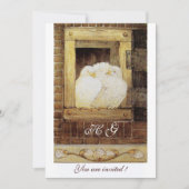 WITTE DUIVEN BIJ HET VENSTER monogram, bruin geel Kaart (Voorkant)