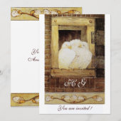 WITTE DUIVEN BIJ HET VENSTER monogram, bruin geel Kaart (Voorkant / Achterkant)