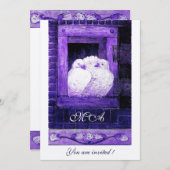 WITTE DUIVEN BIJ HET VENSTER monogram, champagne Kaart (Voorkant / Achterkant)