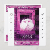 WITTE DUIVEN BIJ HET VENSTER monogram champagne Kaart (Voorkant / Achterkant)