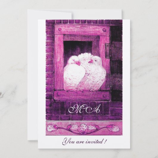 WITTE DUIVEN BIJ HET VENSTER monogram champagne Kaart (Voorkant)