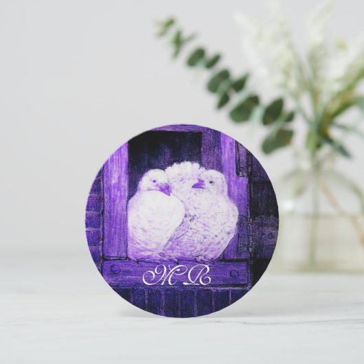 WITTE DUIVEN BIJ HET VENSTER MONOGRAM Cirkel Kaart (Staand voorkant)