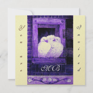 WITTE DUIVEN BIJ HET VENSTER, monogram goud metaal Kaart