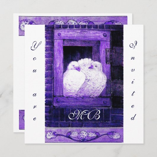 WITTE DUIVEN BIJ HET VENSTER, monogram Kaart (Voorkant / Achterkant)