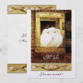 WITTE DUIVEN BIJ HET VENSTER monogram, metaalachti Kaart (Voorkant / Achterkant)