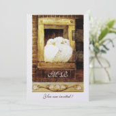 WITTE DUIVEN BIJ HET VENSTER monogram, metaalachti Kaart (Staand voorkant)