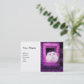 WITTE DUIVEN BIJ HET VENSTER, monogram paars roze Visitekaartje (Staand voorkant)