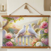Witte Duiven Cottage Garden Hangend Wandkleed