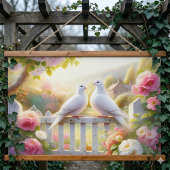 Witte Duiven Cottage Garden Hangend Wandkleed
