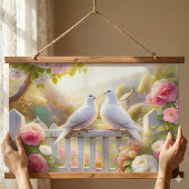 Witte Duiven Cottage Garden Hangend Wandkleed