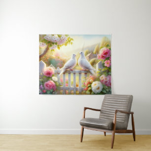 Witte Duiven Cottage Tuin Wandkleed