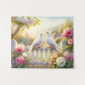 Witte Duiven Cottage Tuin Wandkleed (Voorkant (horizontaal))