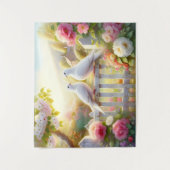 Witte Duiven Cottage Tuin Wandkleed (Voorkant)