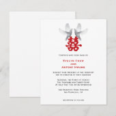 Witte duiven en dubbel geluk | Chinese bruiloft Kaart (Voorkant / Achterkant)