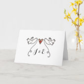Witte Duiven en Hart van de Liefde Bruiloft Kaart (Gele Bloem)
