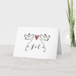 Witte Duiven en Hart van de Liefde Bruiloft Kaart