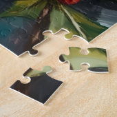 Witte Duiven en Hulst Krans Kerstmis Legpuzzel (Zijkant)