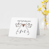 Witte Duiven en Liefdeshart Trouwen Kaart (Gele Bloem)