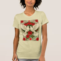 Witte Duiven en Rode Rozen Art Nouveau