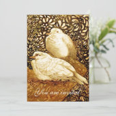 WITTE DUIVEN IN BRUINE SEPIA KAART (Staand voorkant)