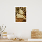WITTE DUIVEN IN BRUINE SEPIA POSTER (Keuken)