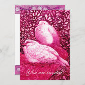 WITTE DUIVEN IN ROZE FUCHSIA KAART (Voorkant / Achterkant)