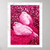 WITTE DUIVEN IN ROZE FUCHSIA POSTER (Voorkant)
