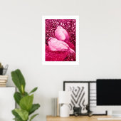 WITTE DUIVEN IN ROZE FUCHSIA POSTER (Thuiskantoor)