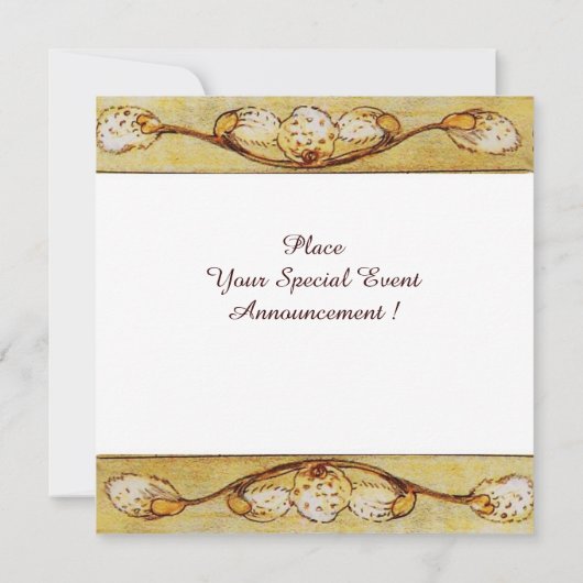 WITTE DUIVEN IN VENSTER BRUINE GELE TROUWPARTY KAART (Achterkant)