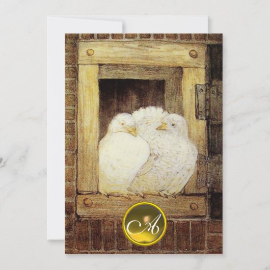 WITTE DUIVEN IN VENSTER, HUWELIJK GEM MONOGRAM,Bru Kaart (Voorkant)