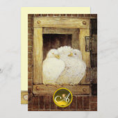 WITTE DUIVEN IN VENSTER, HUWELIJK GEM MONOGRAM,Bru Kaart (Voorkant / Achterkant)