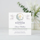 Witte duiven kruisen Christelijke doop Kaart (Staand voorkant)