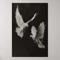 Witte Duiven Kunst Printbare, Vrede Kunst, Donker