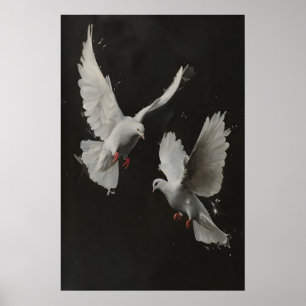 Witte Duiven Kunst Printbare, Vrede Kunst, Donker Poster