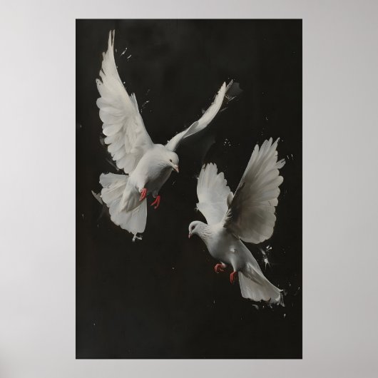 Witte Duiven Kunst Printbare, Vrede Kunst, Donker Poster (Voorkant)
